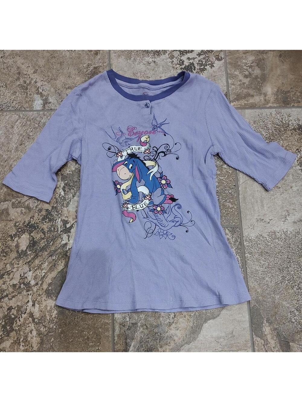 Cute y2k purple eeyore with doves print quarter sleeve